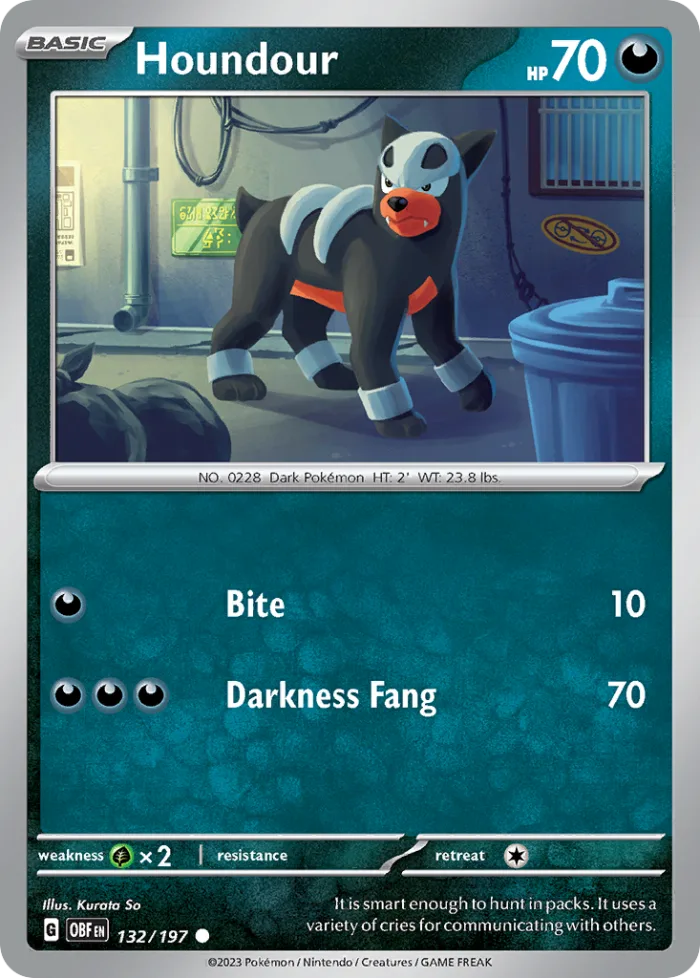 Houndour #132 Obsidian Flames Pokemon card