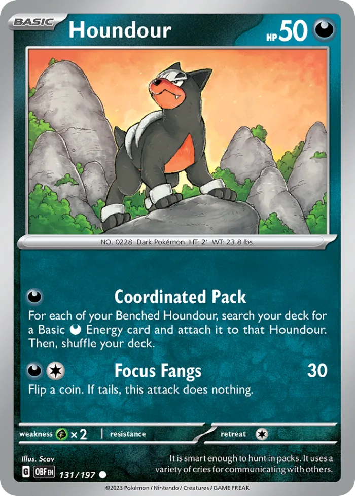 Houndour #131 Obsidian Flames Pokemon card