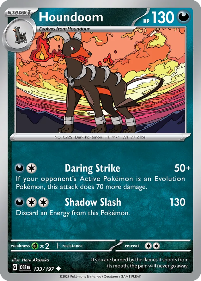 Houndoom #133 Obsidian Flames Pokemon card