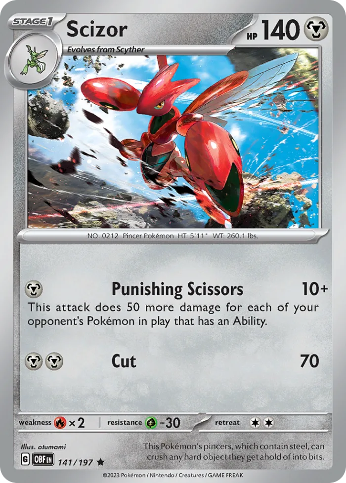 Scizor #141 Obsidian Flames Pokemon card