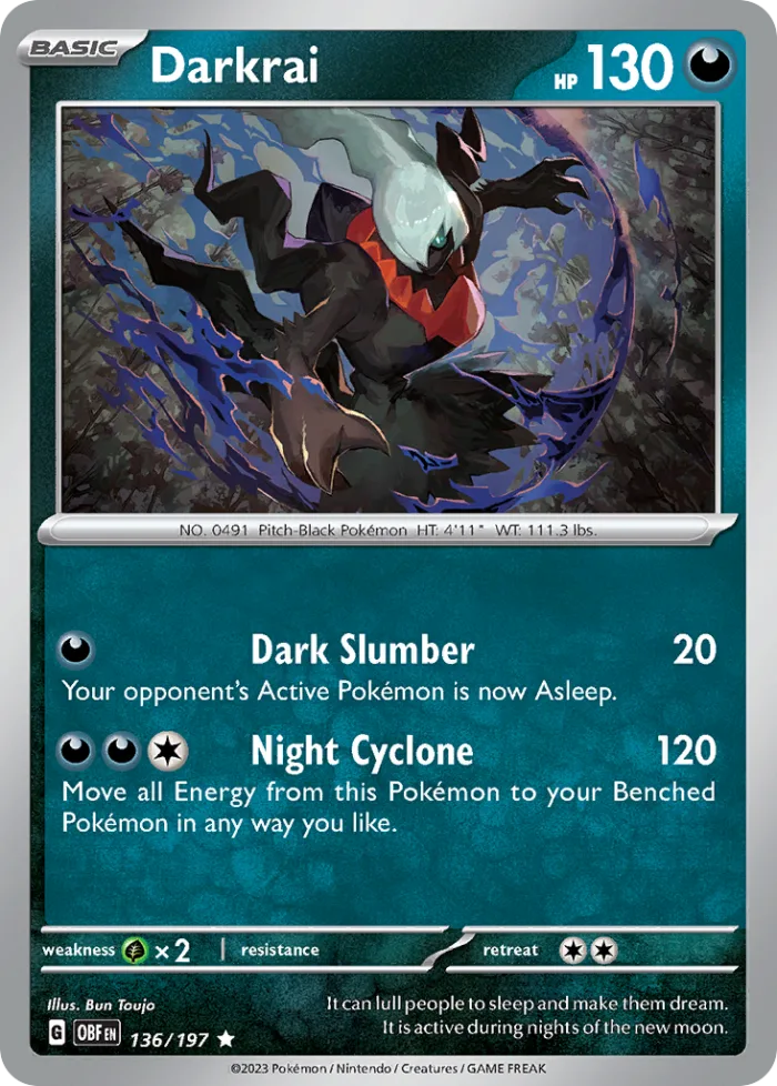 Darkrai #136 Obsidian Flames Pokemon card
