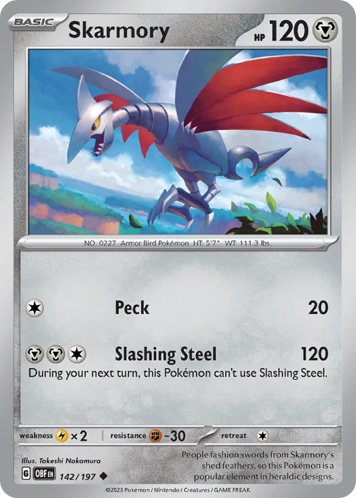 Skarmory #142 Obsidian Flames Pokemon card