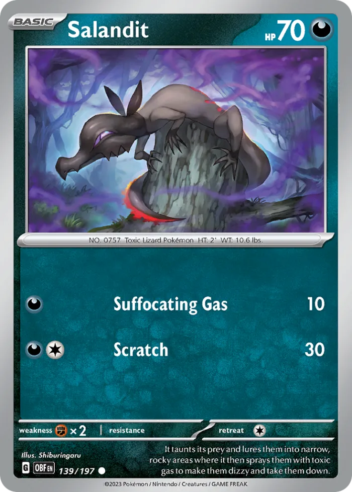 Salandit #139 Obsidian Flames Pokemon card