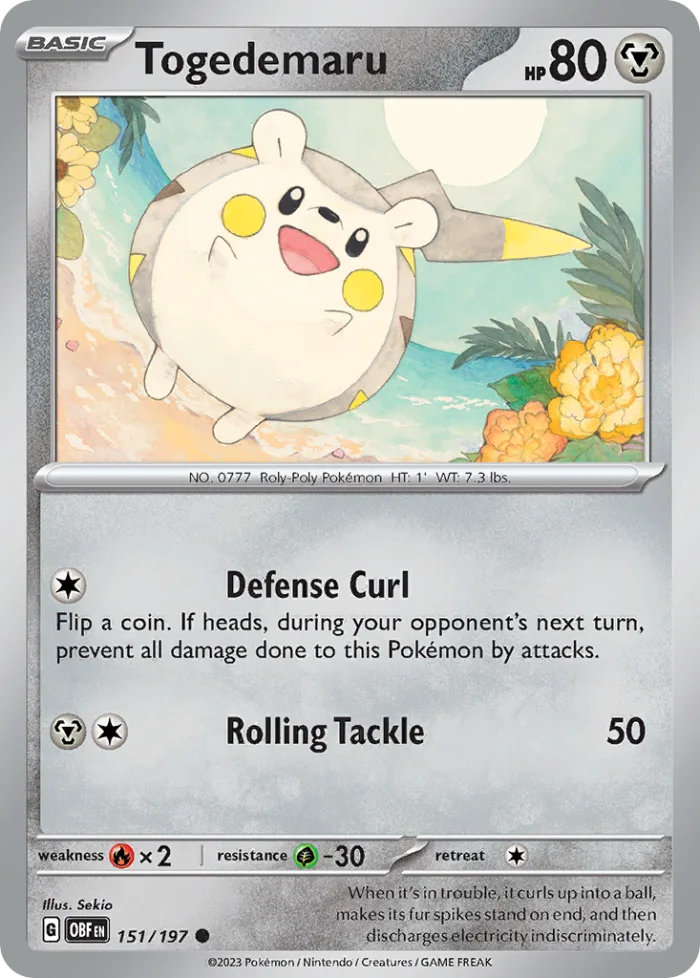 Togedemaru #151 Obsidian Flames Pokemon card