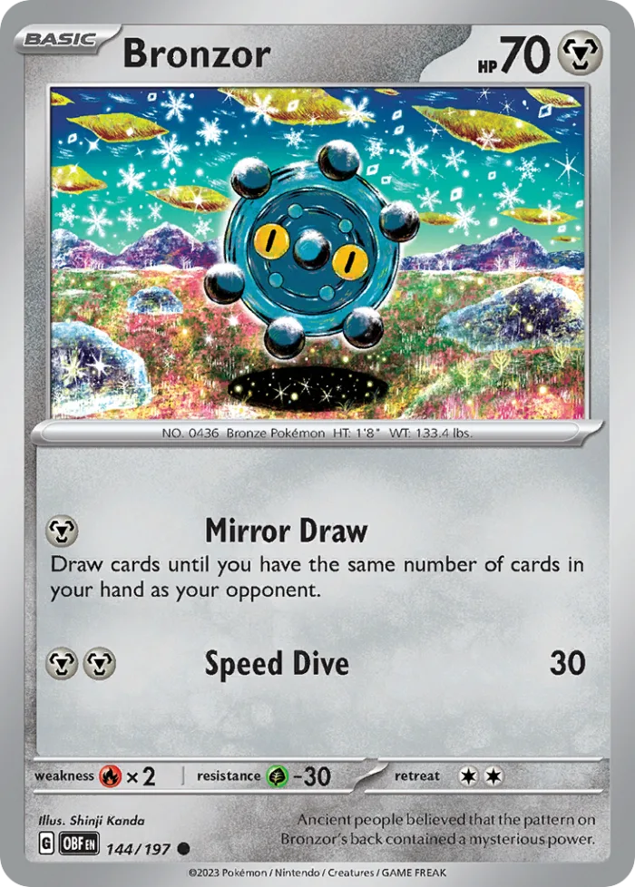 Bronzor #144 Obsidian Flames Pokemon card