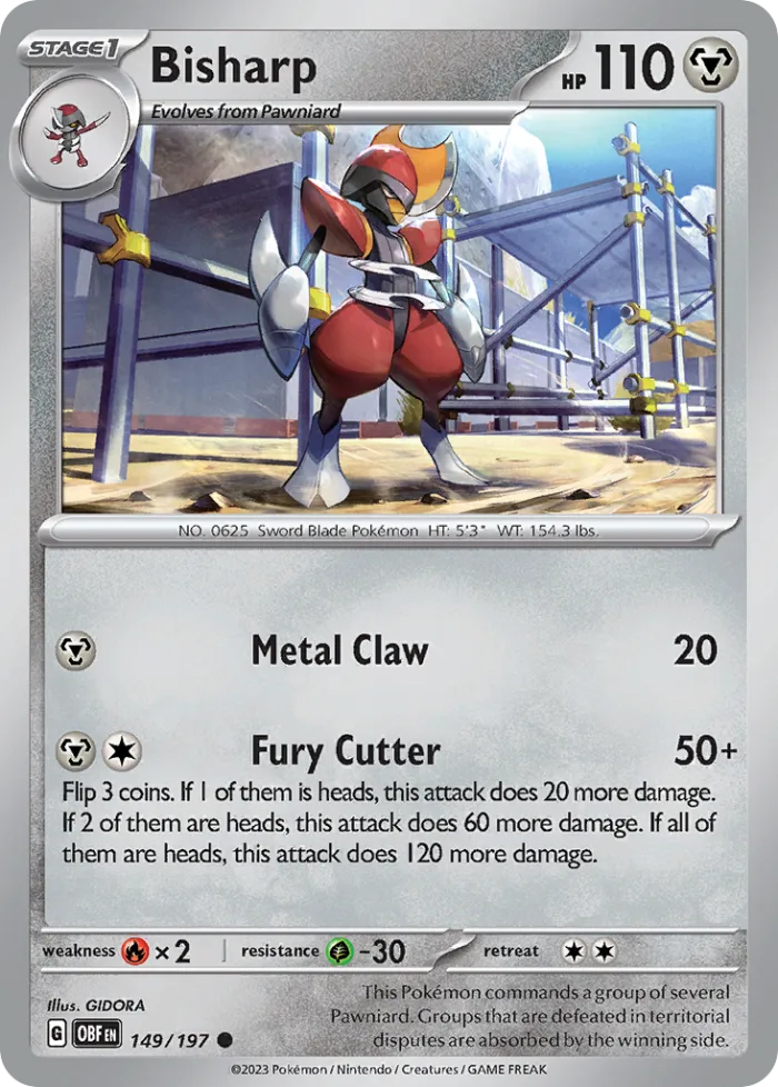 Bisharp #149 Obsidian Flames Pokemon card