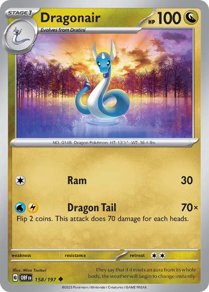 Dragonair #158 Obsidian Flames Pokemon card