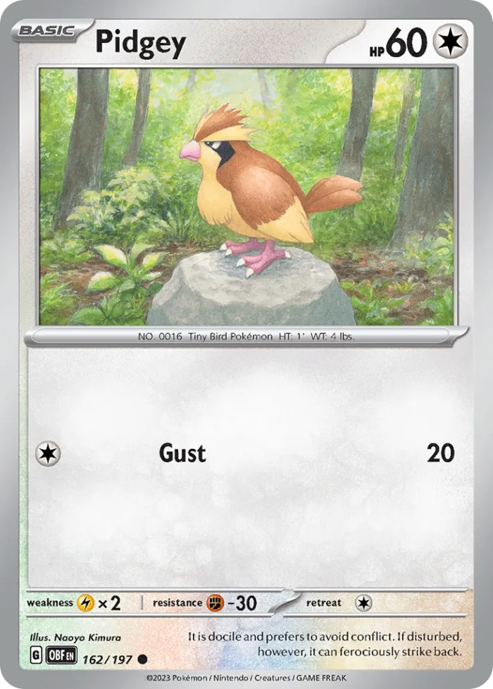 Pidgey #162 Obsidian Flames Pokemon card