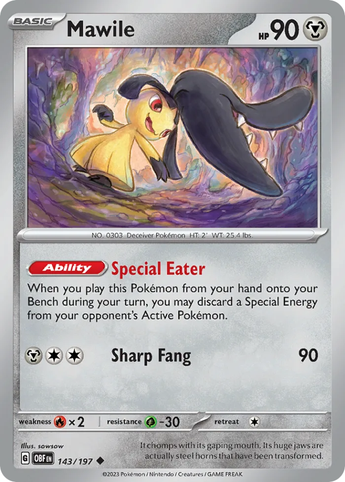 Mawile #143 Obsidian Flames Pokemon card