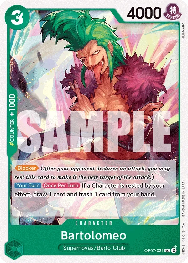 Bartolomeo #OP07-031 GREEN Jewelry Bonney One Piece card