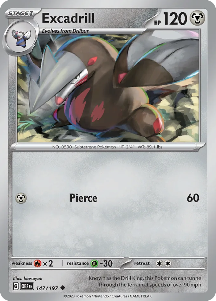 Excadrill #147 Obsidian Flames Pokemon card