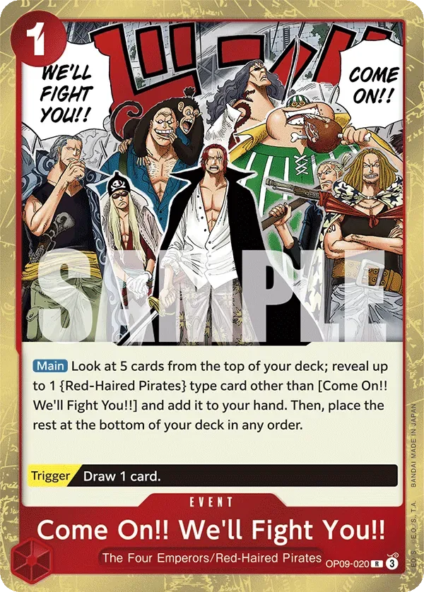 Come On!! We'll Fight You!! #OP09-020 RED Shanks One Piece card