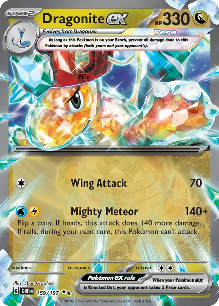 Dragonite ex #159 Obsidian Flames Pokemon card