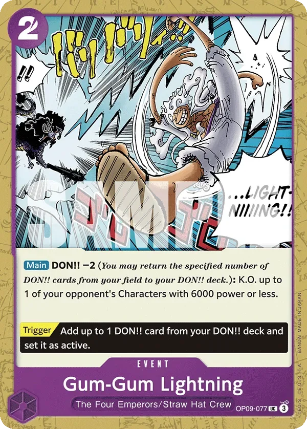 Gum-Gum Lightning #OP09-077 PURPLE/BLACK Monkey.D.Luffy One Piece card