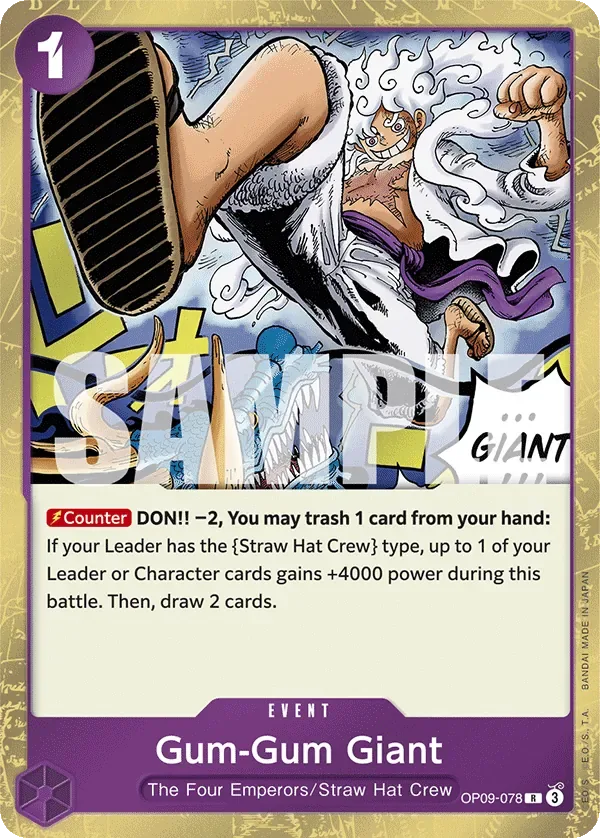 Gum-Gum Giant #OP09-078 PURPLE/BLACK Monkey.D.Luffy One Piece card