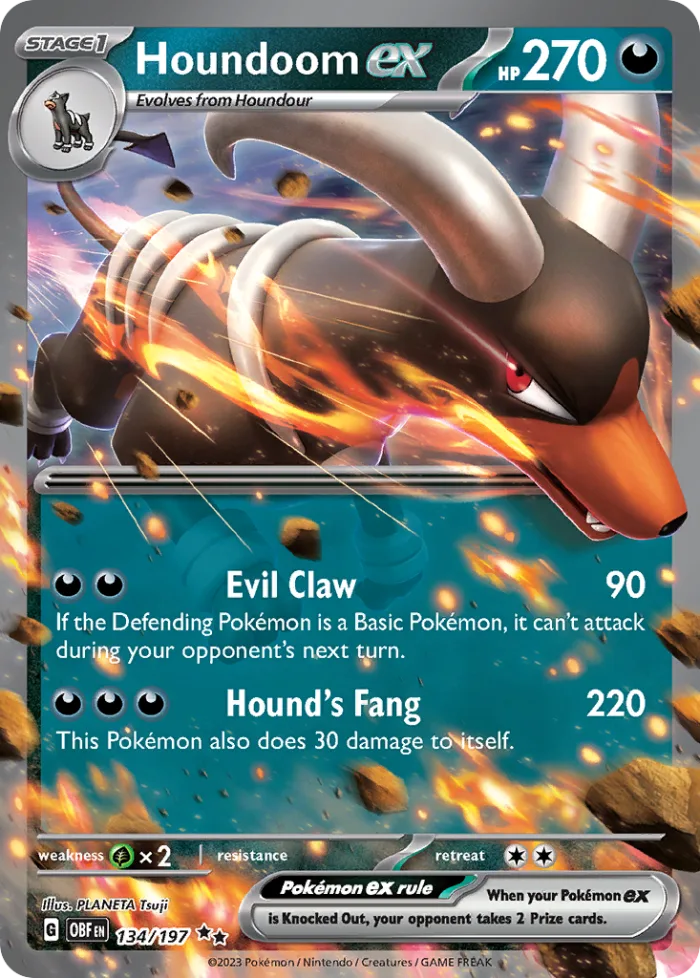 Houndoom ex #134 Obsidian Flames Pokemon card