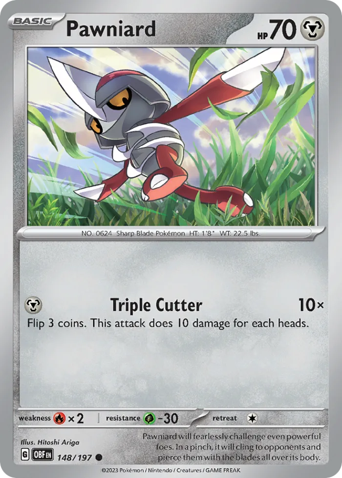 Pawniard #148 Obsidian Flames Pokemon card
