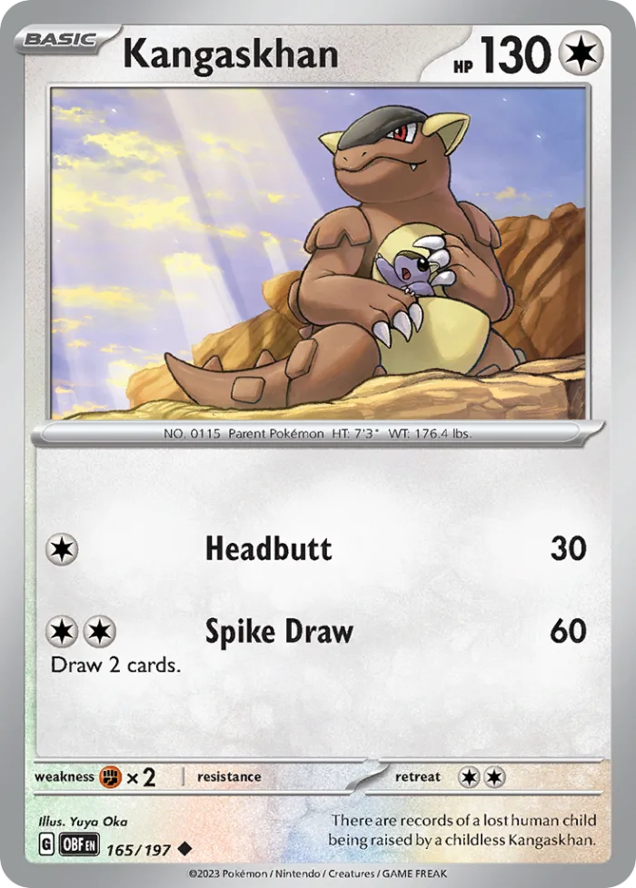 Kangaskhan #165 Obsidian Flames Pokemon card