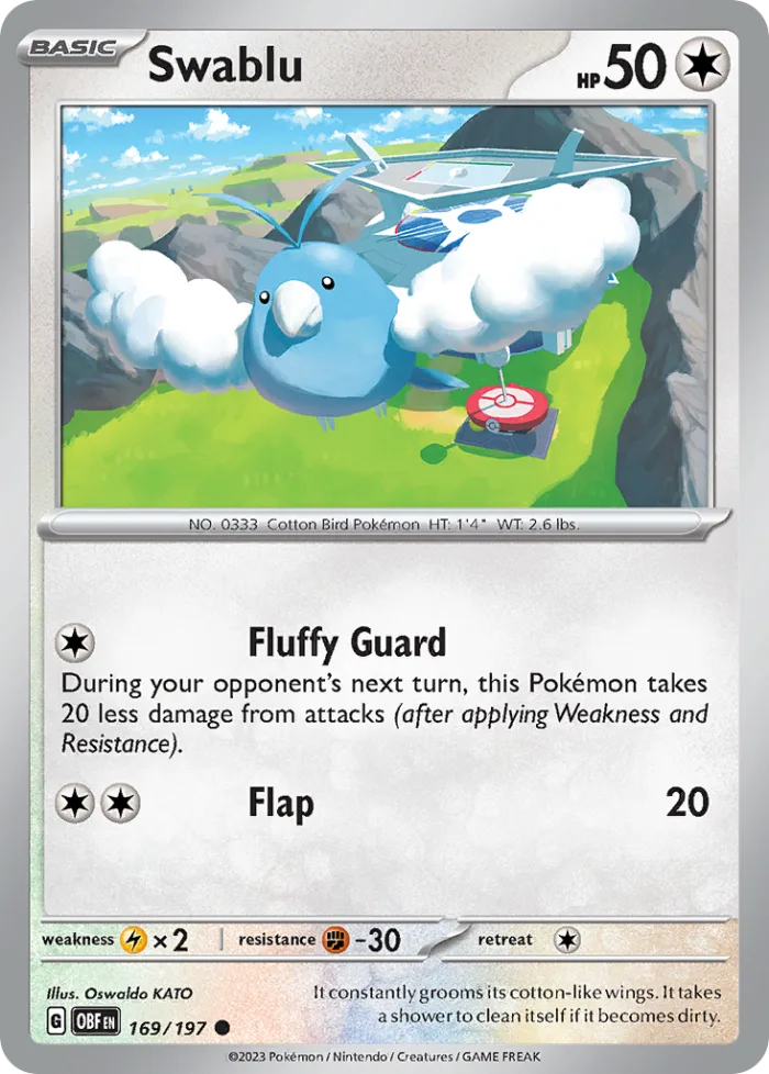 Swablu #169 Obsidian Flames Pokemon card