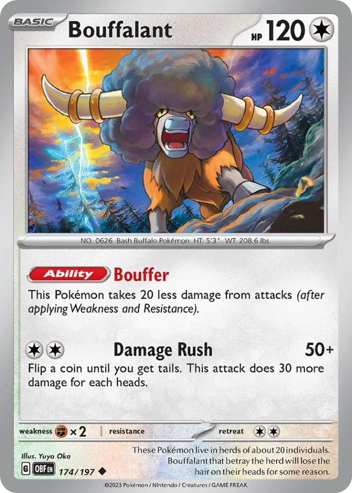 Bouffalant #174 Obsidian Flames Pokemon card
