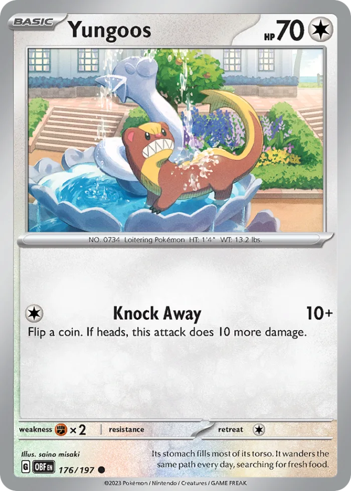 Yungoos #176 Obsidian Flames Pokemon card