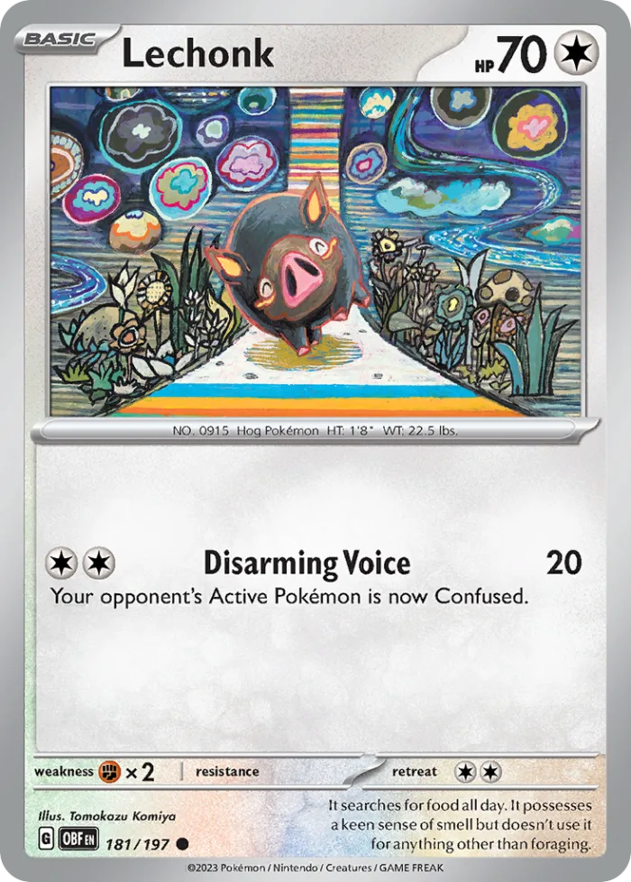 Lechonk #181 Obsidian Flames Pokemon card