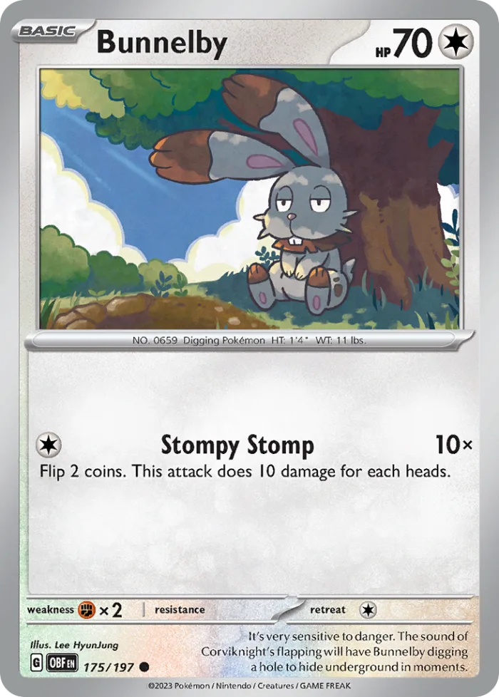 Bunnelby #175 Obsidian Flames Pokemon card
