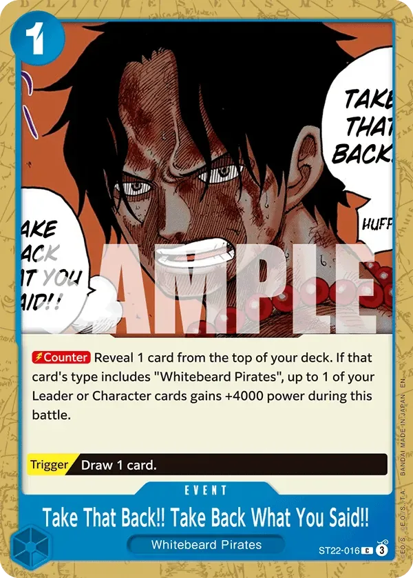 Take That Back!! Take Back What You Said!! #ST22-016 EX Ace & Newgate One Piece card