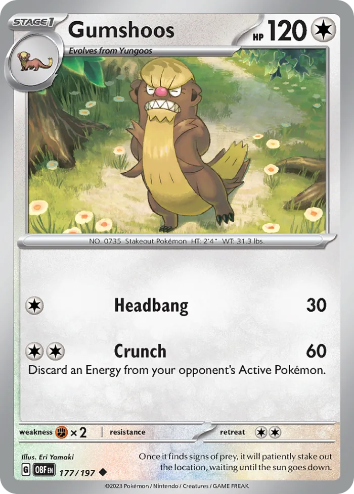 Gumshoos #177 Obsidian Flames Pokemon card