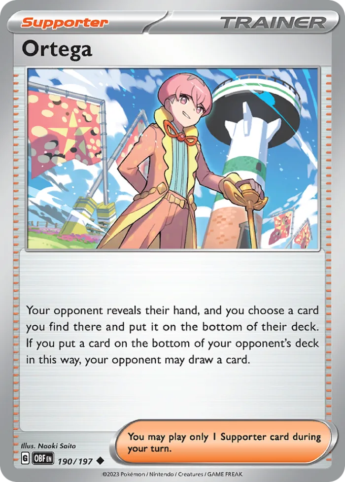 Ortega #190 Obsidian Flames Pokemon card