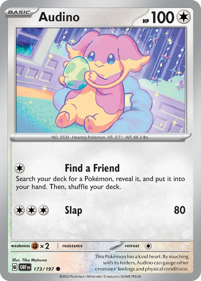 Audino #173 Obsidian Flames Pokemon card