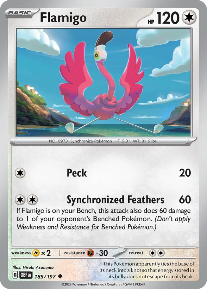 Flamigo #185 Obsidian Flames Pokemon card