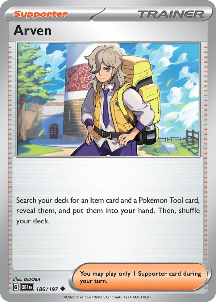 Arven #186 Obsidian Flames Pokemon card