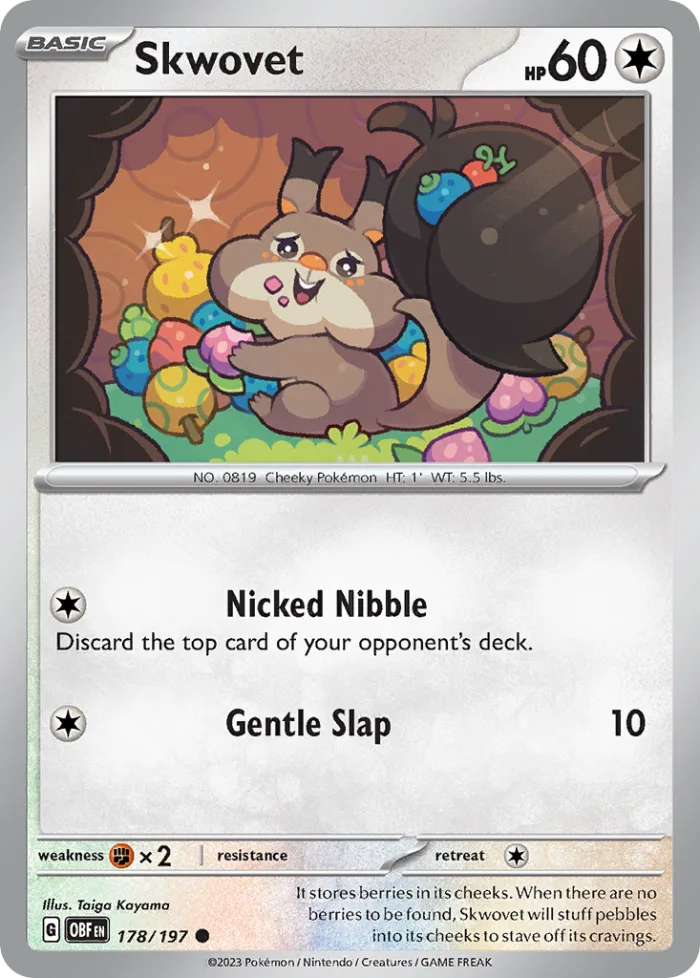 Skwovet #178 Obsidian Flames Pokemon card