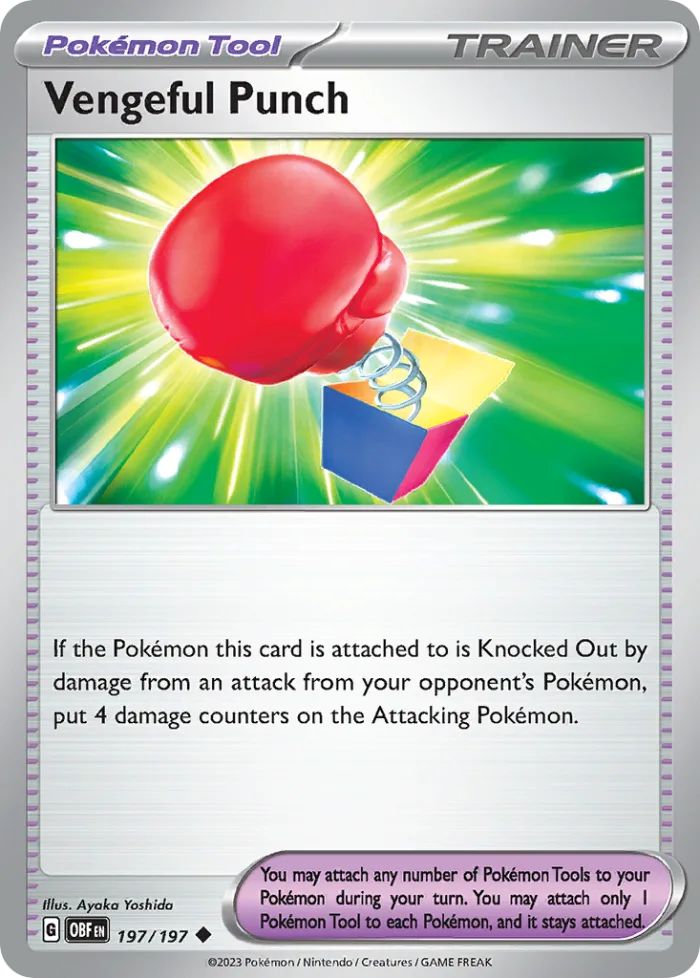 Vengeful Punch #197 Obsidian Flames Pokemon card