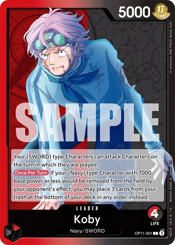 Koby #OP11-001 A Fist of Divine Speed One Piece card