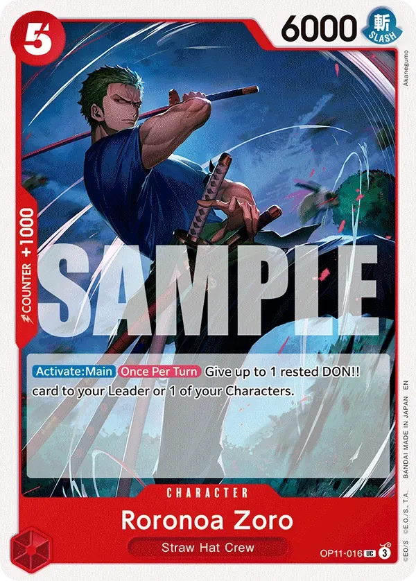 Roronoa Zoro #OP11-016 A Fist of Divine Speed One Piece card