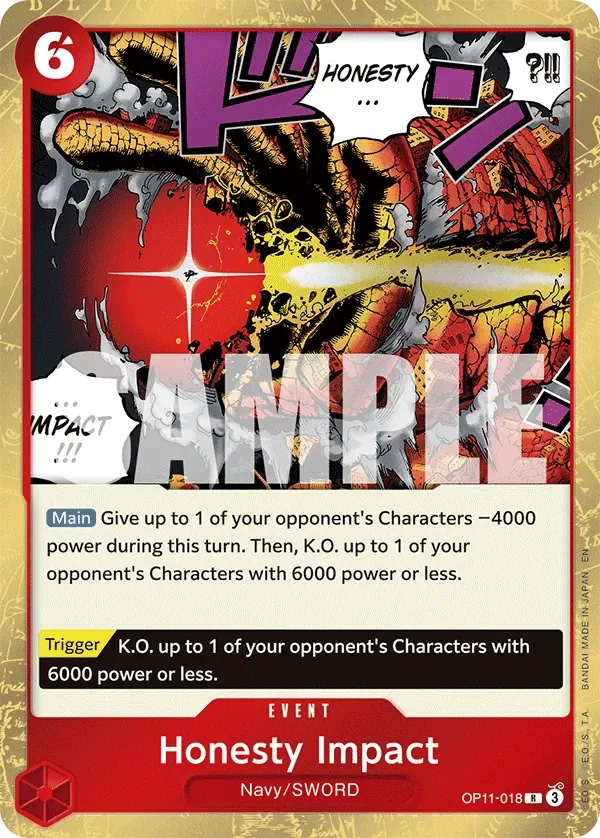 Honesty Impact #OP11-018 A Fist of Divine Speed One Piece card