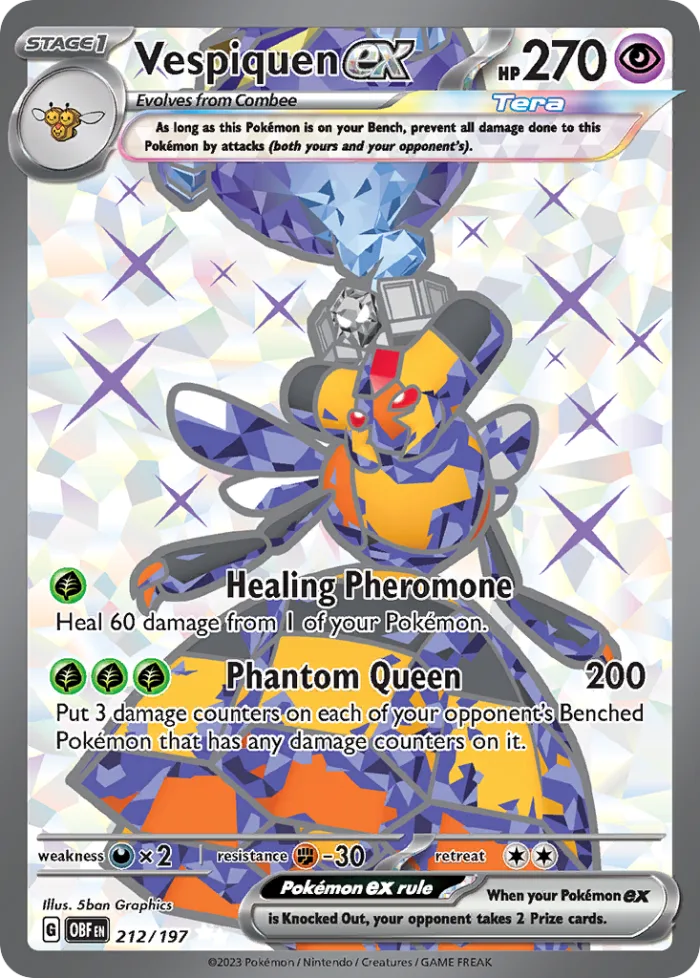 Vespiquen ex #212 Obsidian Flames Pokemon card