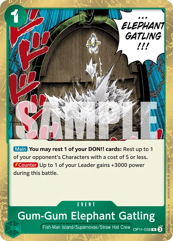 Gum-Gum Elephant Gatling #OP11-038 A Fist of Divine Speed One Piece card