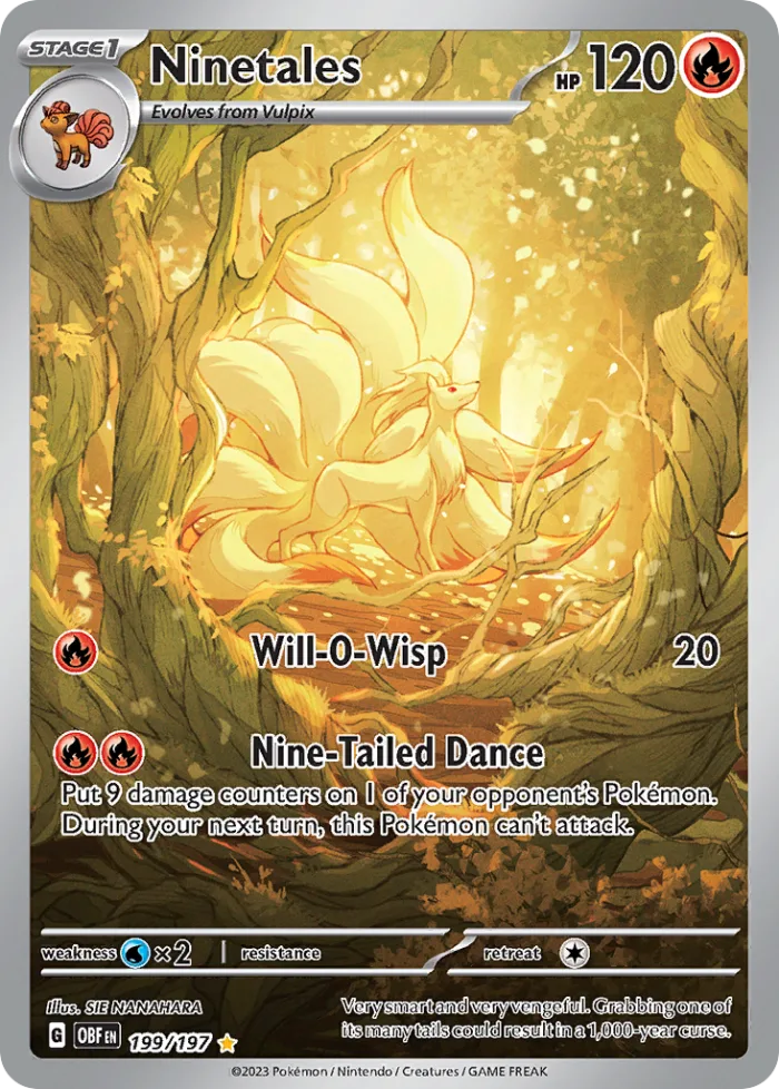 Ninetales #199 Obsidian Flames Pokemon card