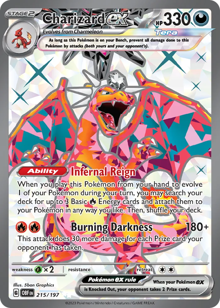 Charizard ex #215 Obsidian Flames Pokemon card
