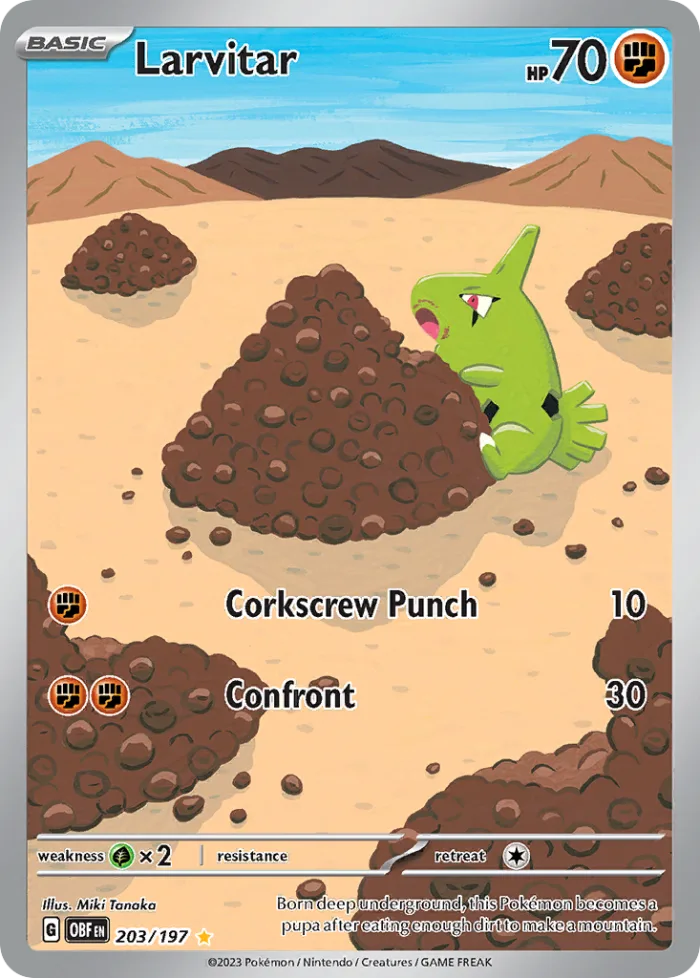 Larvitar #203 Obsidian Flames Pokemon card
