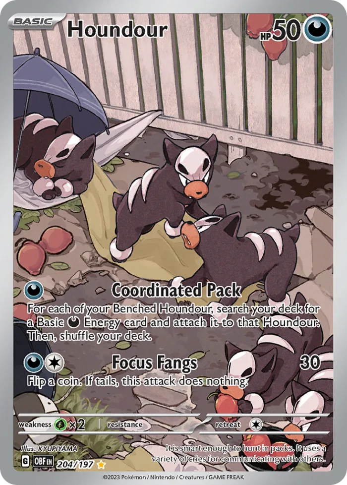 Houndour #204 Obsidian Flames Pokemon card