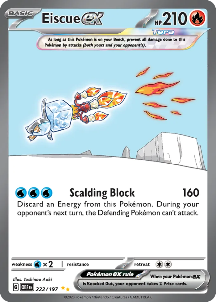 Eiscue ex #222 Obsidian Flames Pokemon card