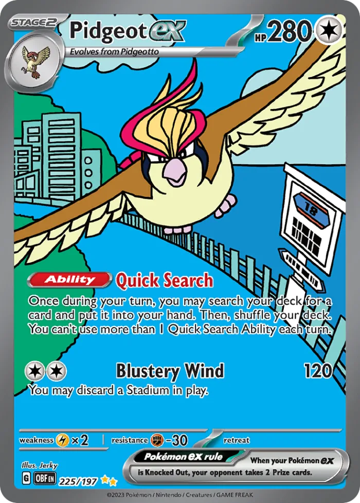 Pidgeot ex #225 Obsidian Flames Pokemon card