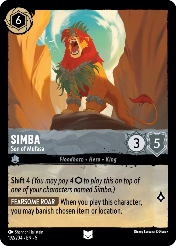 Simba #192 Shimmering Skies Disney Lorcana card