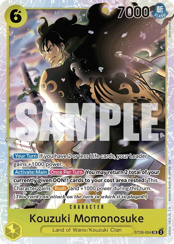 Kouzuki Momonosuke #ST28-004 GREEN/YELLOW Yamato One Piece card
