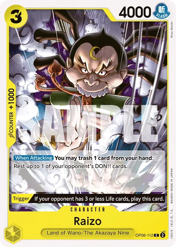 Raizo #OP06-112 GREEN/YELLOW Yamato One Piece card