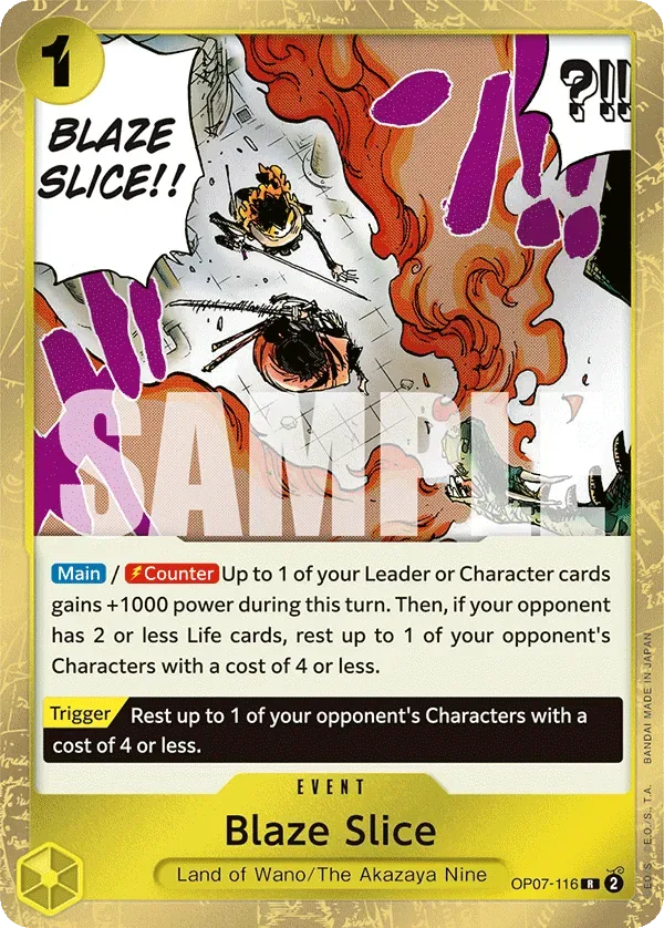 Blaze Slice #OP07-116 GREEN/YELLOW Yamato One Piece card